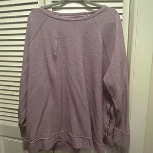 The Limited Maroon and White Crew Neck Shirt with Zippers at side